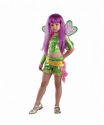 Костюм феи Winx Рокси Костюм феи Winx РоксиВсе детские костюмы<br>Костюм феи Winx Рокси: крылья, парик, топик, шорты, украшение (Россия)<br>