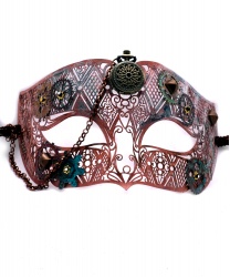 

Венецианская маска Steampunk с часами(розовая)