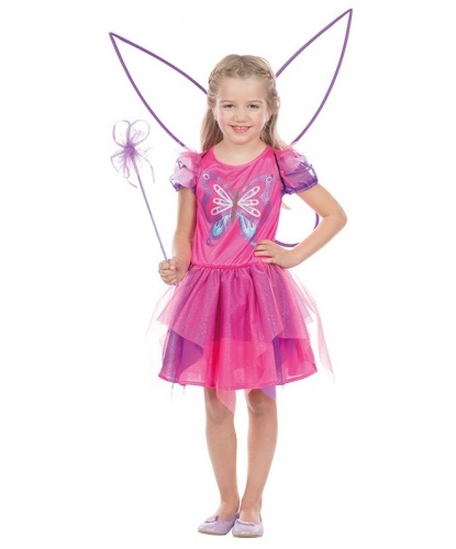 Детское платье розовой бабочки: платье, крылья, палочка (Германия)