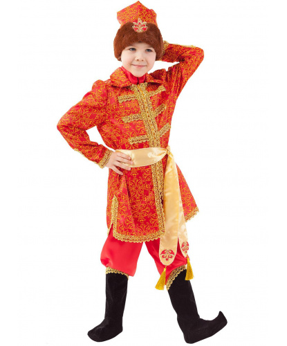 Детский костюм Царевич Елисей: кафтан, брюки, накладки на обувь, кушак, шапка (Россия)