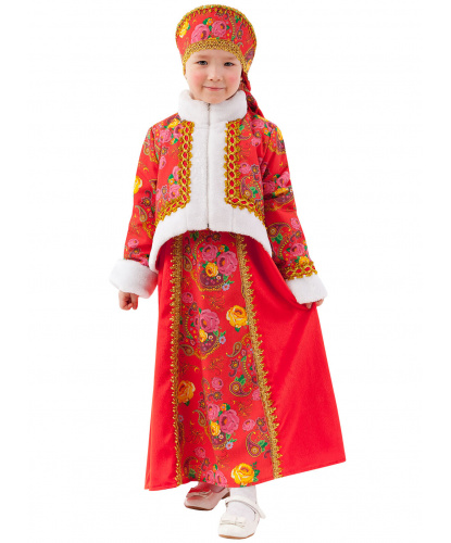 Детский костюм Масленица: душегрея, сарафан, платок, кокошник (Россия)