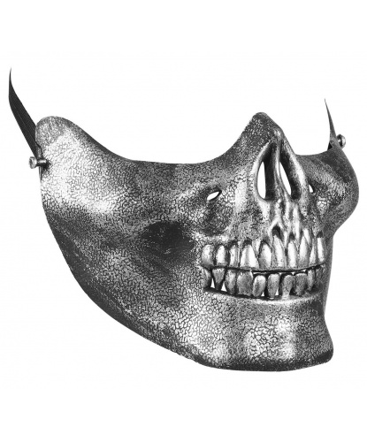 Полумаска серебряного черепа, пластик (Италия)