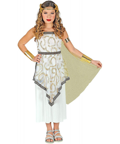Детский костюм греческой богини: платье с вуалью, головной убор, манжеты (Италия)