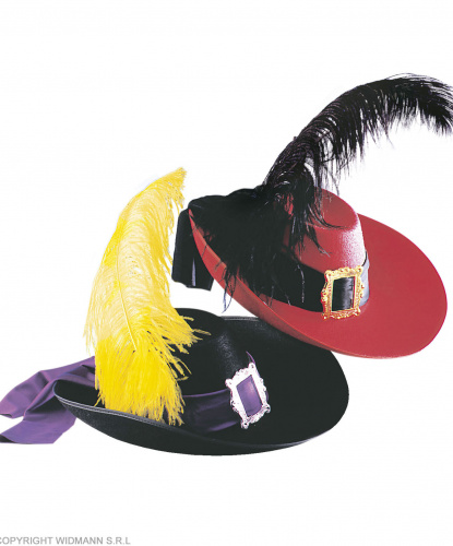Шляпа мушкетера,красная с черным пером (Италия)