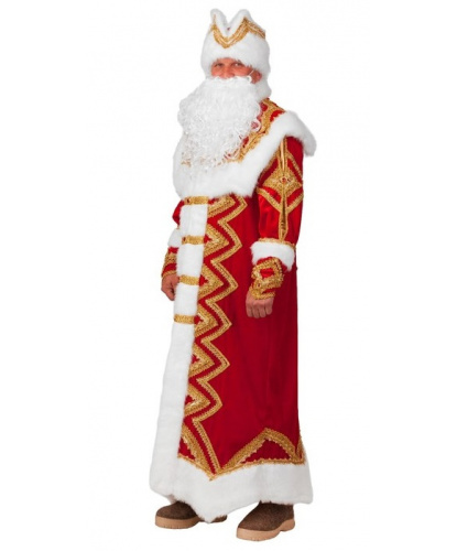 Взрослый костюм Дед Мороз Великолепный: шуба, шапка, борода, мешок (Россия)