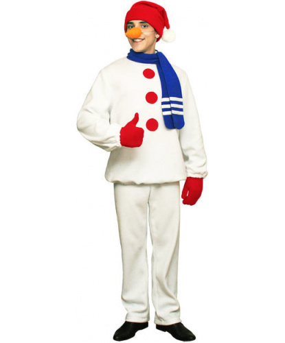 Костюм Снеговик: штаны, кофта, шапка, рукавицы, шарф морковка (Россия)