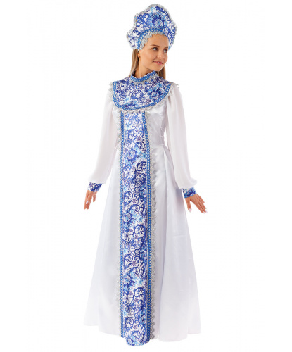 Новогодний костюм Снегурочка Елена: платье, кокошник (Россия)