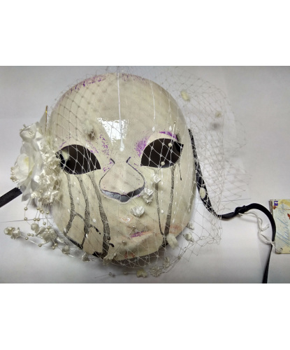 Женская маска Череп с вуалью, папье-маше, сетка (Италия)