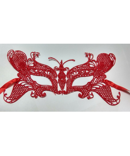 Кружевная маска бабочки, красная, кружево (Италия)