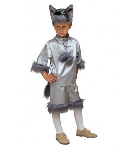 Детский костюм серого волка: головной убор, рубашка, бриджи (Россия)