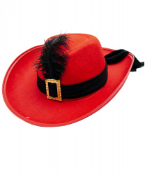 Красная мушкетерская шляпа