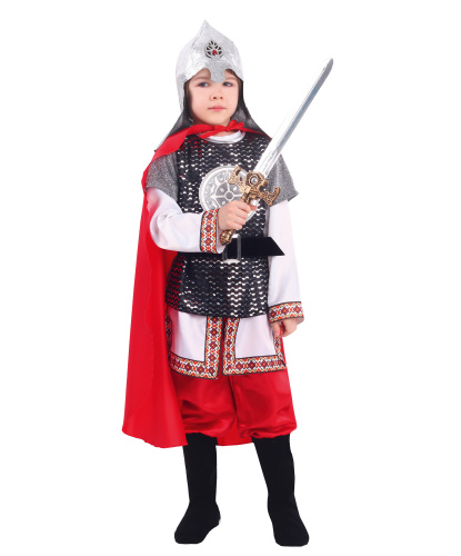Костюм Богатыря (уценка): кольчуга, рубаха, шлем, брюки, плащ, меч (Россия)