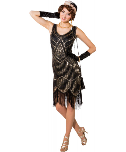 Черное платье Флэппер с золотыми пайетками: платье (Германия)
