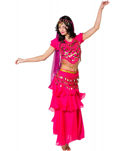 Взрослый костюм восточной танцовщицы : блузка, юбка, пояс, головной убор (Германия)