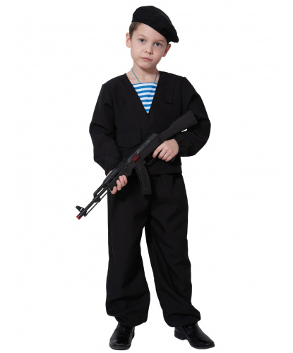 Детский костюм Морпех с автоматом: кофта, брюки, берет, автомат (Россия)