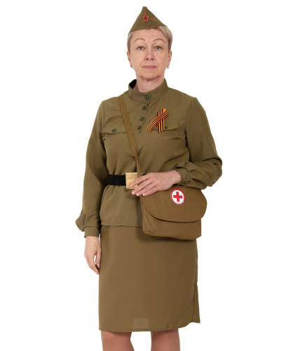 Костюм военной медсестры: гимнастерка, юбка, пилотка, ремень, сумка (Россия)