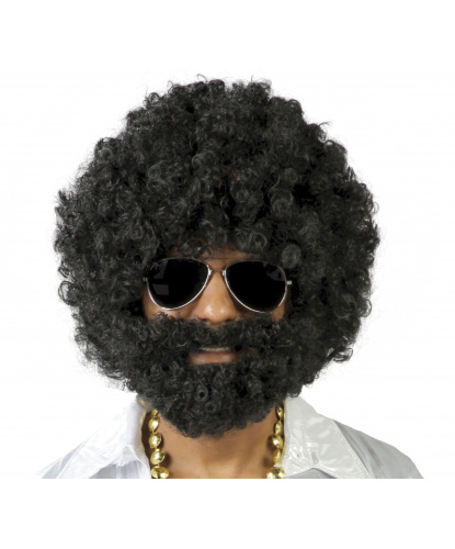 Афро-парик и борода: черный (Испания)
