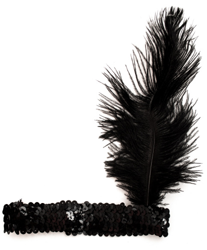 Черная блестящая повязка с пером : черный (Италия)
