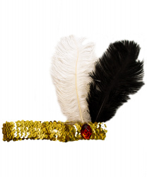 Золотая повязка со стразом и перьями