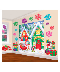 Баннер на стену+снежинки и подарки