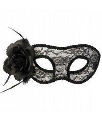 Черная кружевная маска с цветком