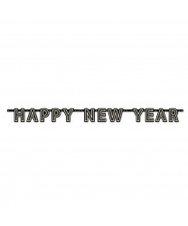 Подвесная декорация на Новый год " Happy New Year" черная
