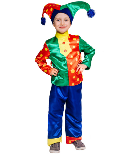 Детский костюм Скоморох Гороховый: рубаха, брюки, колпак (Россия)