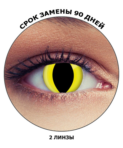 Линзы Кошачий глаз, без диоптрий, срок ношения 90 дней (Великобритания)
