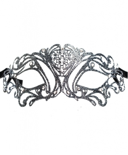 Венецианская маска с серебряными блестками Maschile, металл, стразы (Италия)