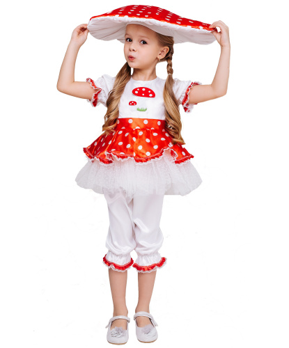 Костюм для девочки Мухомор: платье, панталоны, шапка (Россия)