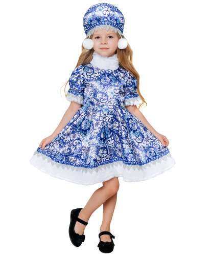 Детский костюм Зимушка Гжель: платье, кокошник (Россия)