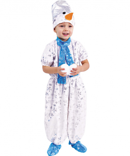 Детский костюм снеговичка: комбинезон, шапка (Россия)