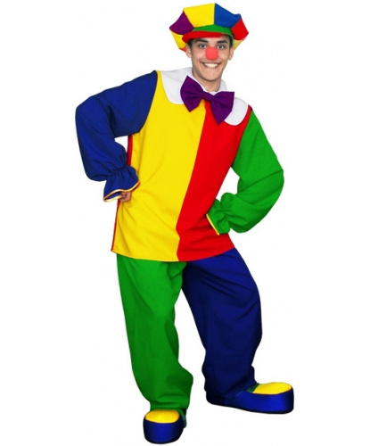 Костюм Клоуна: рубаха, брюки, кепка, бант-бабочка, клоунский нос (Россия)