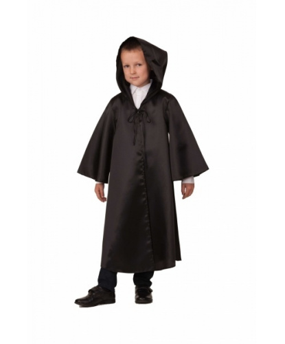 Детский костюм Волшебник, черный: мантия с капюшоном (Россия)