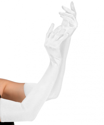 Сатиновые перчатки, белые (60 см) (Италия)