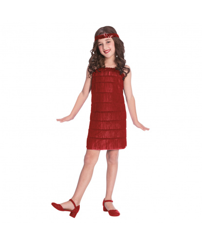 Детский красный костюм Флеппер : платье, головной убор (Германия)
