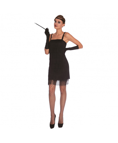 Женское черное платье Флеппер: платье, головной убор, перчатки (Германия)