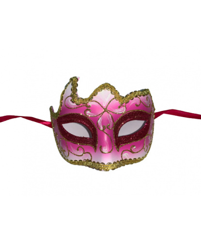 Малиновая маска с золотой тесьмой, пластик (Италия)