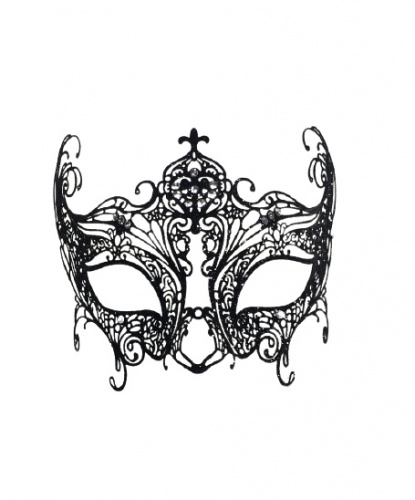 Черная с блестками венецианская маска Libellula, металл, стразы, блестки (Италия)