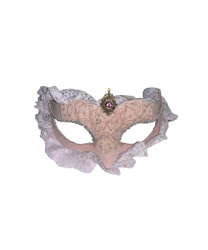 Венецианская маска Volpina, розовая с кружевом