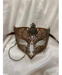Венецианская маска Steampunk с часами (бронзовая)