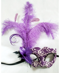 Венецианская маска в стиле Коломбина, фиолетовая 