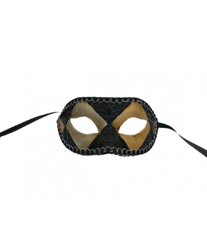 Венецианская маска черная с золотым, папье-маше, тесьма (Италия)