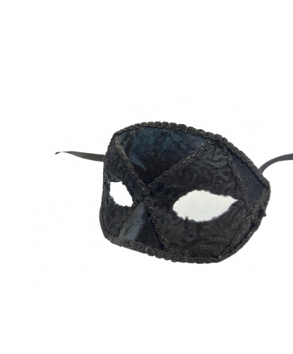 Велюровая черная венецианская маска, папье-маше, бархат, велюр, тесьма (Италия)