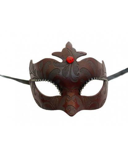 Венецианская маска, бордовая с узором, папье-маше, стразы (Италия)