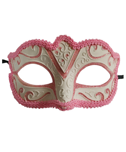Карнавальная маска Passamaneria с розовым узором, пластик, блестки (Италия)