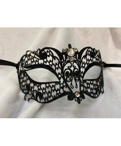 Венецианская черная с блестками маска Brillina , металл, стразы, блестки (Италия)