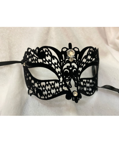  Венецианская черная бархатная маска Brillina, металл, стразы, бархат (Италия)