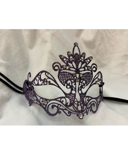 Фиолетовая маска Pavone с блестками, металл, стразы (Италия)