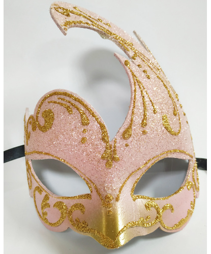 Карнавальная маска Cigno, нежно-розовая, папье-маше, блестки (Италия)
